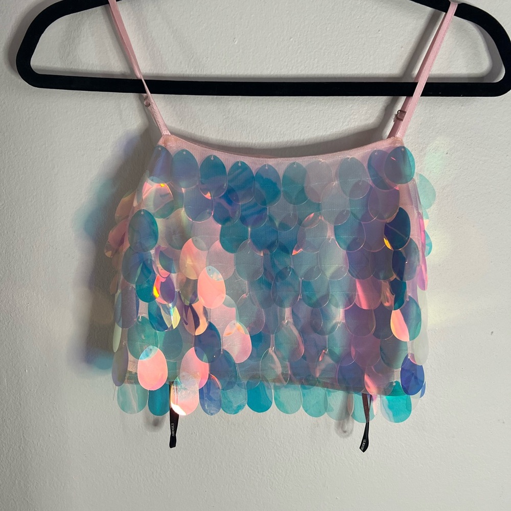 Forever 21 Iridescent Sequin Crop Top